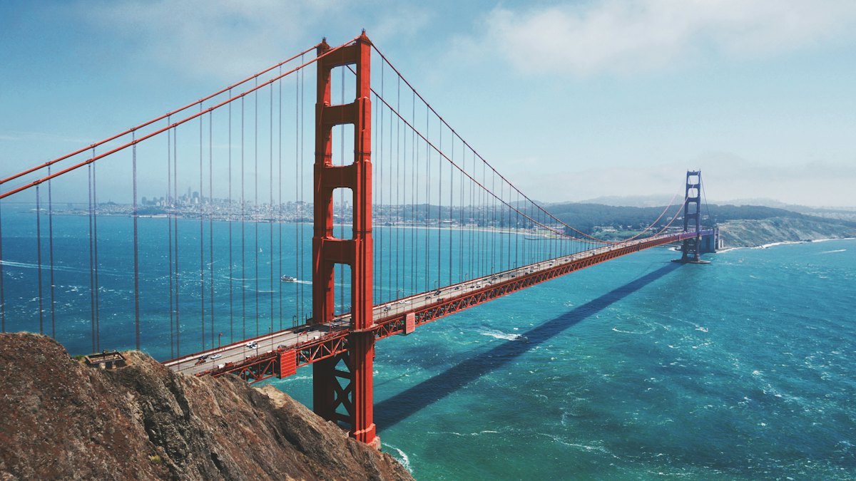 Golden Gate Bridge at sunset in San Francisco