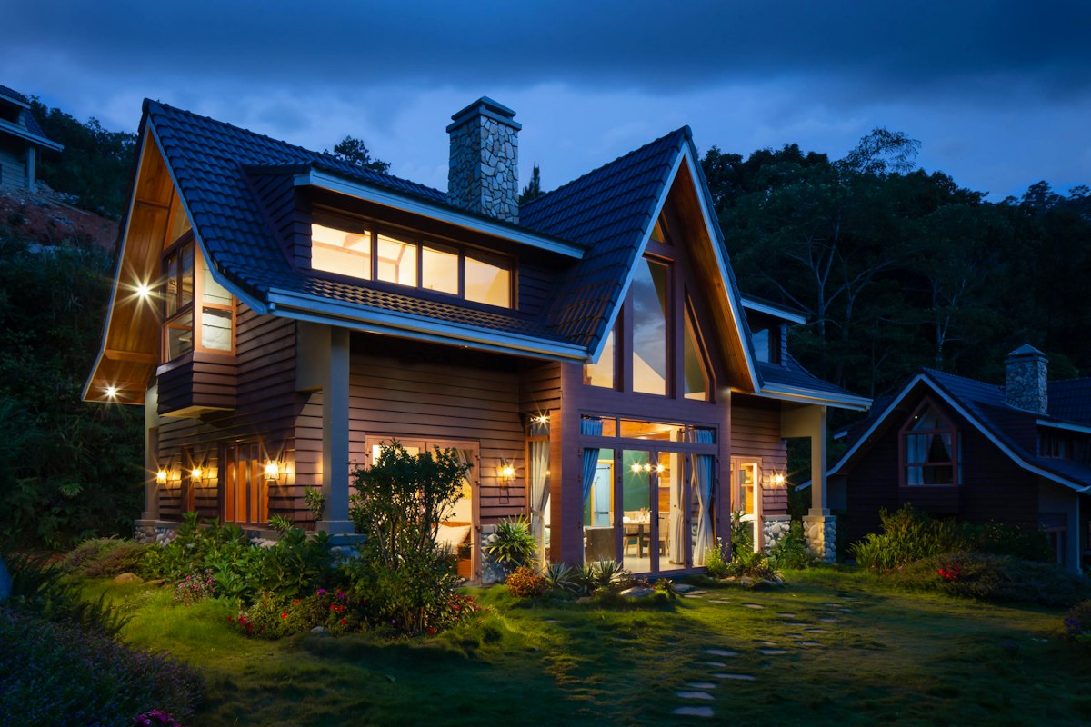 Two-storey suburban house with garage